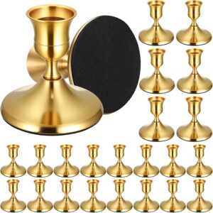 24PCS Brass Gold Taper Candle Holders Set, Vintage Metal Candlestick Holders for Table Centerpiece, Wedding Reception, Festive Christmas Mantel Decoration or Home Decor Gold