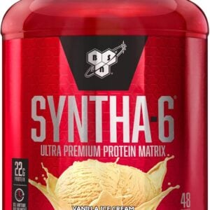 BSN SYNTHA-6 Whey Protein Powder, Micellar Casein, Milk Protein Isolate Powder, Vanilla Ice Cream, 5 Pounds, 48 Servings (Pack of 1) - Package May Vary