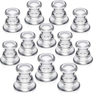 NITIME Candlestick Holders Bulk - 12PCS Taper Candle Holders for Table Centerpiece - Thick Glass Candle Holders for Wedding, Party and Festival Decoration