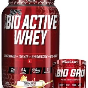 iSatori Bio-GRO Vanilla Ice Cream (60 Servings) & Bio-Active Whey Protein Powder Vanilla Swirl (30 Servings)