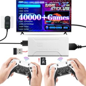 Retro Game Stick with 40,000+ Classic Games, 23 Emulators, Plug & Play 4K HDMI Output,Dual 2.4G Wireless Controllers,64GB TF Card, Multiplayer Arcade Console for TV, Family & Kids Gift, 2026 Editions