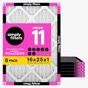 Simply 16x25x1 Air Filter, Merv 11, MPR 1000, 6 Pack, Furnace Air Filter for HVAC (Actual Size: 15.75"x24.75"x0.75") DUST, Pet, & Allergy Control, 16x25x1