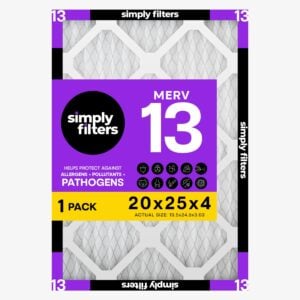 Simply 16x25x4 Air Filter MERV 13, 1 Pack, For Home AC Furnace & HVAC (Actual Size: 15.5"x24.5"x3.63") DUST Pet & Allergy Control,, Merv 13, 16x25x4