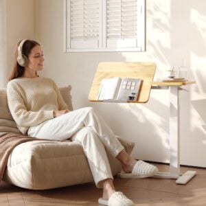 FLEXISPOT 28" Gas Spring C Table with Split Tilting Top,Mobile Side Table