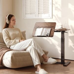 FLEXISPOT 32" Gas Spring C Table with Split Tilting Top,Mobile Side Table