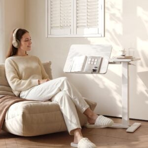 FLEXISPOT 32" Gas Spring C Table with Split Tilting Top,Mobile Side Table