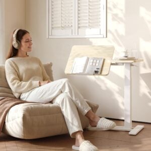 FLEXISPOT 32" Gas Spring C Table with Split Tilting Top,Mobile Side Table