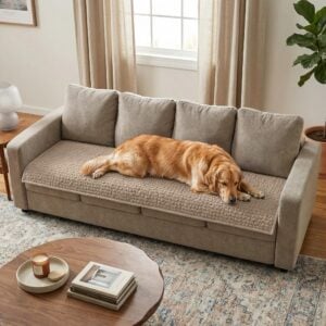PAULATO BY GA.I.CO. Waterproof Blanket – 24x86” Changing Absorbent Pad for Incontinence – Machine Washable Stain-Resistant Protector for Couch Sofa or Bed – Reusable Waterproof Cover - Macadamia
