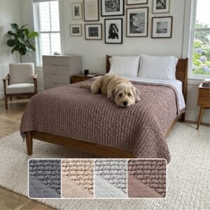 PAULATO BY GA.I.CO. Waterproof Blanket for Bed – Twin Size Cover for Incontinence – Machine Washable Stain-Resistant Protector for Couch and Sofa – Absorbent Pad - Soft Taupe