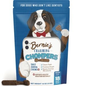 Bernie's Charming Chompers Dog Dental Chews, Gut Support, 26-50 lb, 18 Ct