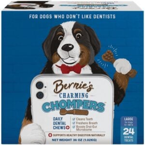 Bernie's Charming Chompers Dog Dental Chews, Gut Support, 51-100 lb, 24 Ct