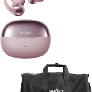 SHOKZ OpenDots ONE (Pink) Open Ear Headphones Gym Bag for Sports, Workout & Travel, Black