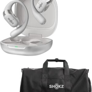 SHOKZ OpenFit 2+ (Grey) Open Ear Headphones Gym Bag for Sports, Workout & Travel, Black