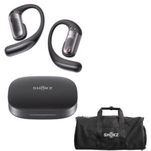SHOKZ OpenFit Pro (Black) Open Ear Headphones - with Black Gym Bag for Sports, Workout & Travel
