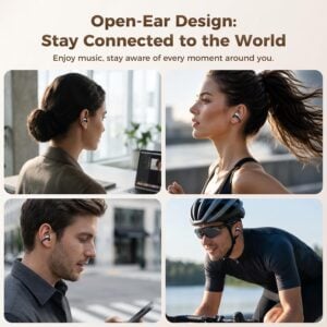 SUPERONE Open Ear Clip-On Earbuds with Air Cushion & Digital LED Display