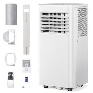 Electactic Portable AC Units 8100 BTU, 4-in-1 Indoor Air Conditioner with Built-in Dehumidifier & Fan, Quiet Portable Air Conditioner for Home up to 350 Sq.Ft., 24-Hour Timer & Remote Control, 8000 BTU Portable AC