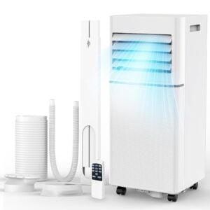 Electactic Portable Air Conditioner, 10000 BTU 4-in-1 AC Unit with Dehumidifier Fan LED Display, Remote Control, Quiet, Sleep Mode, 360° Casters, Window Kit for Room Office Apartment, 10,000