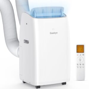 Gasbye Dual Hose Portable Air Conditioner, [2026 Upgraded] Full DC Inverter Compressor, Energy-Saving 13.0 CEER, Low Noise (45dB), Cools Room up to 550 Sq.Ft., Backlit Remote Control, 15,000BTU, White
