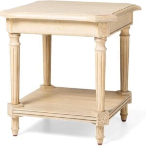 Maven Lane Pullman Multipurpose Traditional Style Tall Square Wooden Side Table and Bedroom Nightstand with Storage in Rustic Antiqued White Finish