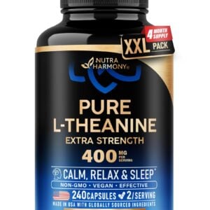 L-Theanine 400 mg - L Theanine for Stress Relief - Plant Based - 240 Caps