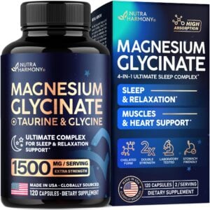 Magnesium Glycinate w/Glycine & Taurine - Magnesium for Sleep - 120 Caps