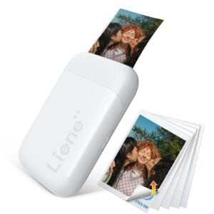 Liene Pearl K100 2x3” Photo Printer, Mini Picture Printer w/ 10 Zink Adhesive Paper, Bluetooth 5.2 Compatible w/iOS & Android, Portable Color Mono Instant Sticker Printer for iPhone, Smartphone, White