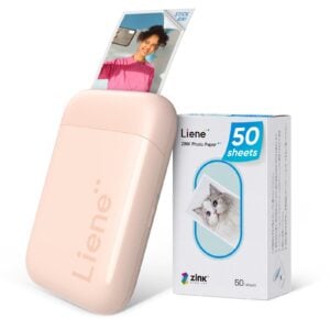 Liene Pearl K100 Photo Printer, 2x3 Mini Instant Portable Color Mono Picture Printer 50 Zink Adhesive Paper, Bluetooth 5.2, Compatible w/iOS & Android, Small Photo Maker for iPhone, Smartphones, Pink