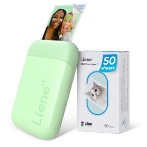 Liene Pearl K100 Photo Printer, 2x3” Mini Portable Instant Phone Printer 50 Zink Adhesive Paper, Bluetooth 5.2 Compatible w/iOS & Android, Small Color Picture Printer for iPhone Smartphone Green