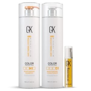 Global Keratin GK Hair Moisturizing Shampoo and Conditioner Set 1000ml I Organic Argan Oil Hair Serum For Frizz Control Dry Damage Hair Repair 10ml