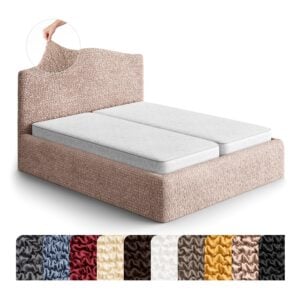 PAULATO BY GA.I.CO. Stretch Headboard and Frame Slipcover – Soft Bi-Elastic 1-Piece Bedframe Cover – Furniture Protector Machine Washable – Blush Taupe (Full/Queen 55"-71" Wide)