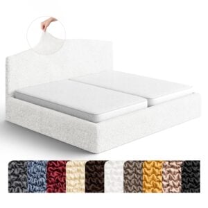 PAULATO BY GA.I.CO. Stretch Headboard and Frame Slipcover – Soft Bi-Elastic 1-Piece Bedframe Cover – Furniture Protector Machine Washable – Crisp White (King 75"-83" Wide)