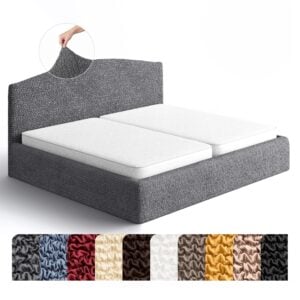 PAULATO BY GA.I.CO. Stretch Headboard and Frame Slipcover – Soft Bi-Elastic 1-Piece Bedframe Cover – Furniture Protector Machine Washable – Dark Grey (King 75"-83" Wide)