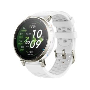 Amazfit Active 3 Smart Watch, 1.32" AMOLED Sapphire Glass, GPS, iOS/Android | 45mm, 12-Day Battery, Water-Resistant, 4GB Storage, Offline Maps, 170 Workout Modes, Heart Ratet Tracker, Aero White (White Band)
