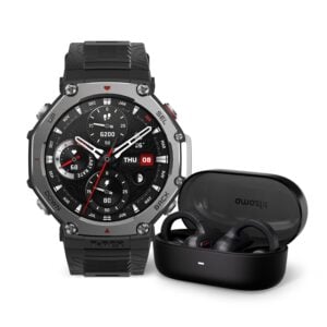 Bundle of Amazfit T-Rex 3 Rugged/Military Smart Watch 48mm, GPS (with Privacy), Offline Maps,Black + Amazfit Up OWS Bluetooth 5.3 Headphones, Open Ear Wireless Earbuds with Easy Touch Control