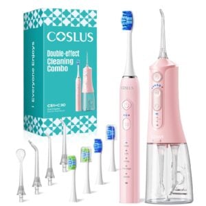 COSLUS C51C30 Water Flosser Electric Toothbrush Combo, 2-1 Oral Clean Kit