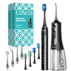 COSLUS C51C30 Water Flosser Electric Toothbrush Combo, 2-1 Oral Clean Kit