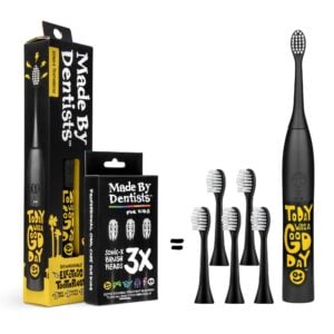 Made by Dentists Sonic X Electric Toothbrush – Rechargeable Kids Sonic Toothbrush, 8X Plaque Removal, 2 Speed Modes, 2-Minute Time, 6 Brush Heads Included, Tweens Ages 7+, Today was A Good Day Edition