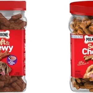 Milk-Bone Soft & Chewy Dog Treats Bundle: Beef & Filet Mignon Recipe, 25 Ounce + Chicken Breast Recipe, 25 Ounce
