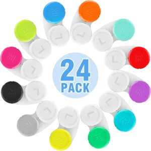 24 Pack Colorful Cute Contact Lens Cases, Bulk Storage Box with 12 Colors, Leak-Proof and Durable, Portable Storage Kit for Home and Travel