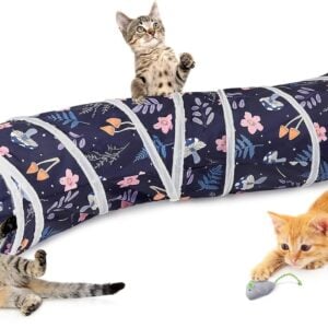 Glittme Cat Tunnel - S-Shape Peekaboo Cat Cave with Toys, Foldable Tubes for Indoor Pets
