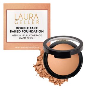 LAURA GELLER NEW YORK Baked Double Take Powder Foundation - Medium - Buildable Medium to Full Coverage - Matte Finish