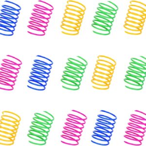ISMARTEN 100 Pack Pet Wide Colorful Springs Cat Toys Plastic Coil Spiral Springs for Cat Kitten Pets (Random Color)