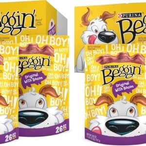 Purina Beggin' Strips Dog Treats,Original with Bacon Flavor - 26 oz. Pouches,(Pack of 4)
