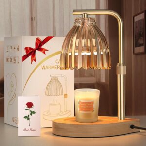 Mothers Day Gifts, Candle Warmer Lamp with Adjustable Height, Timer & Dimmer, Birthday Gifts for Women, Elegant Gift Box & Greeting Card, Candle Lamp with 2 Bulbs for Home Decor/Bedroom/Office