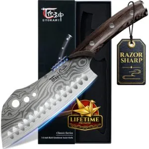 SYOKAMI Cleaver Chef Knife with Herb Stripper, 7" Asian Kitchen Knife