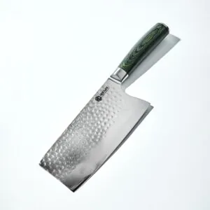 HexClad 7" Japanese Damascus Stainless Steel Cleaver Knife, Full Tang